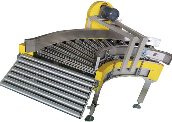 Edelstahl-Kurven-Rollenbahn mit verstellbarem Fuß SEW-Motor 0,75 - 1,5 KW